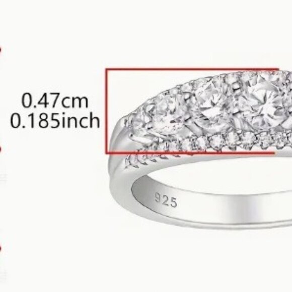 925 Silver Eternal Love Synthetic Zirconia Ring Full-Set Luxury Ring Women size - Picture 3 of 9